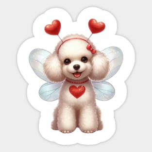 Valentine Fairy Poodle Dog Sticker